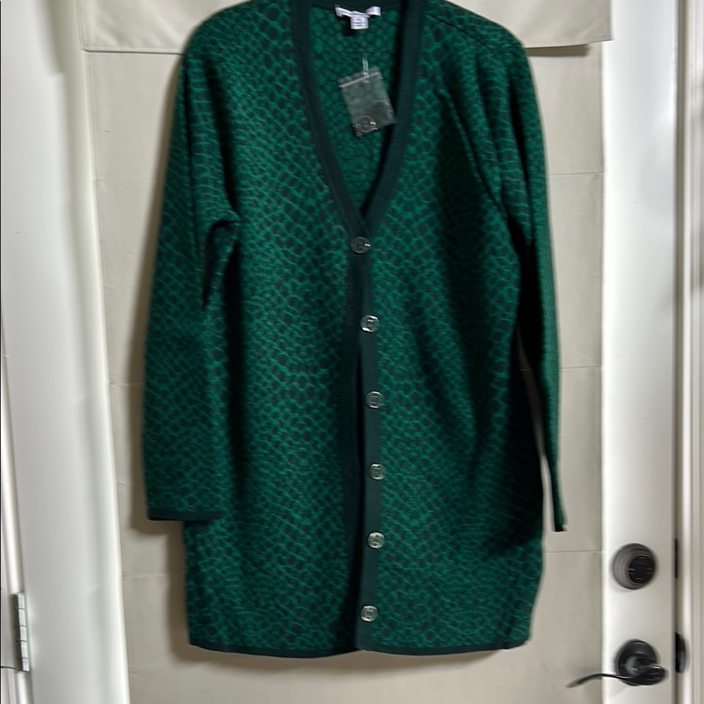 Green Button-Up Cardigan by Isaac Mizrahi